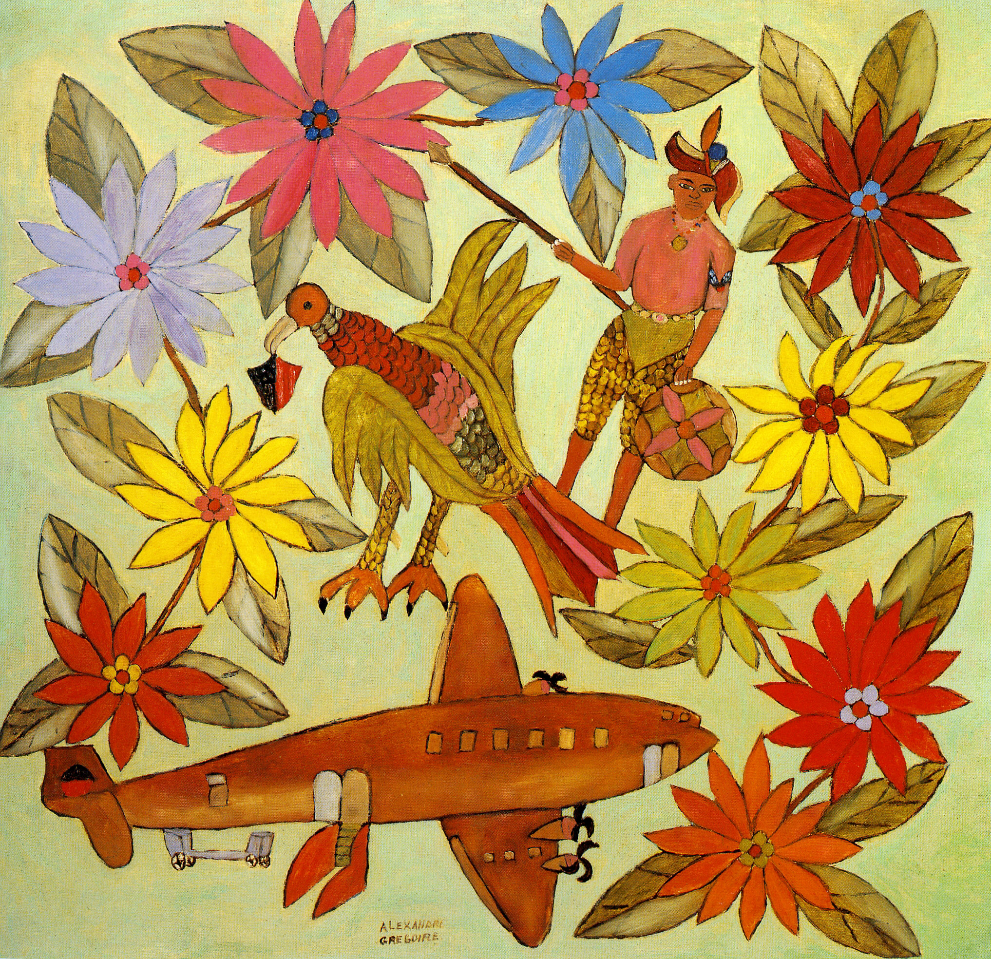 Flowers, Pentad with Haitian Crest, Indigenous Haitian and Air Haiti, 1960