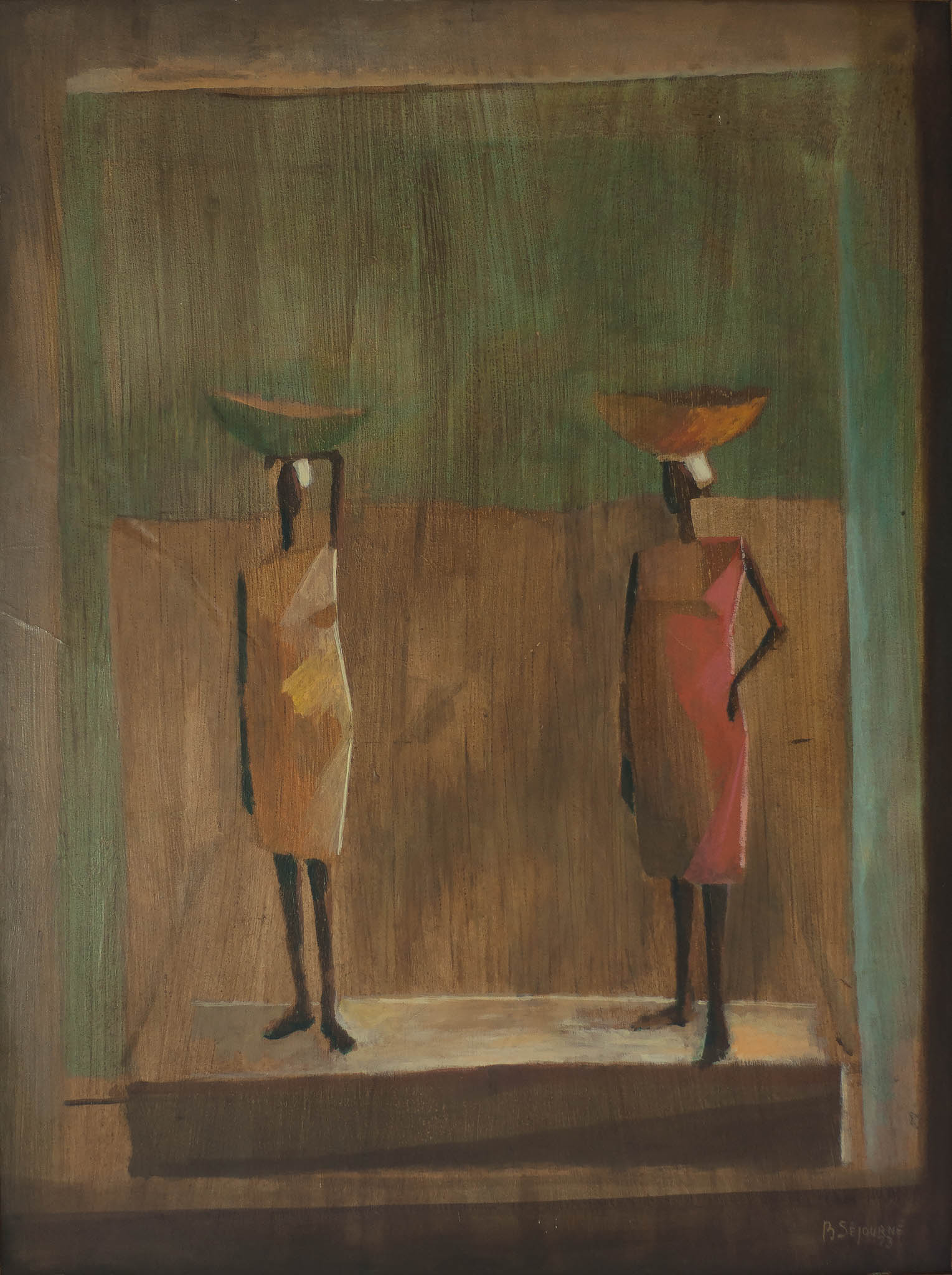 Two Women with Baskets on heads, 1973