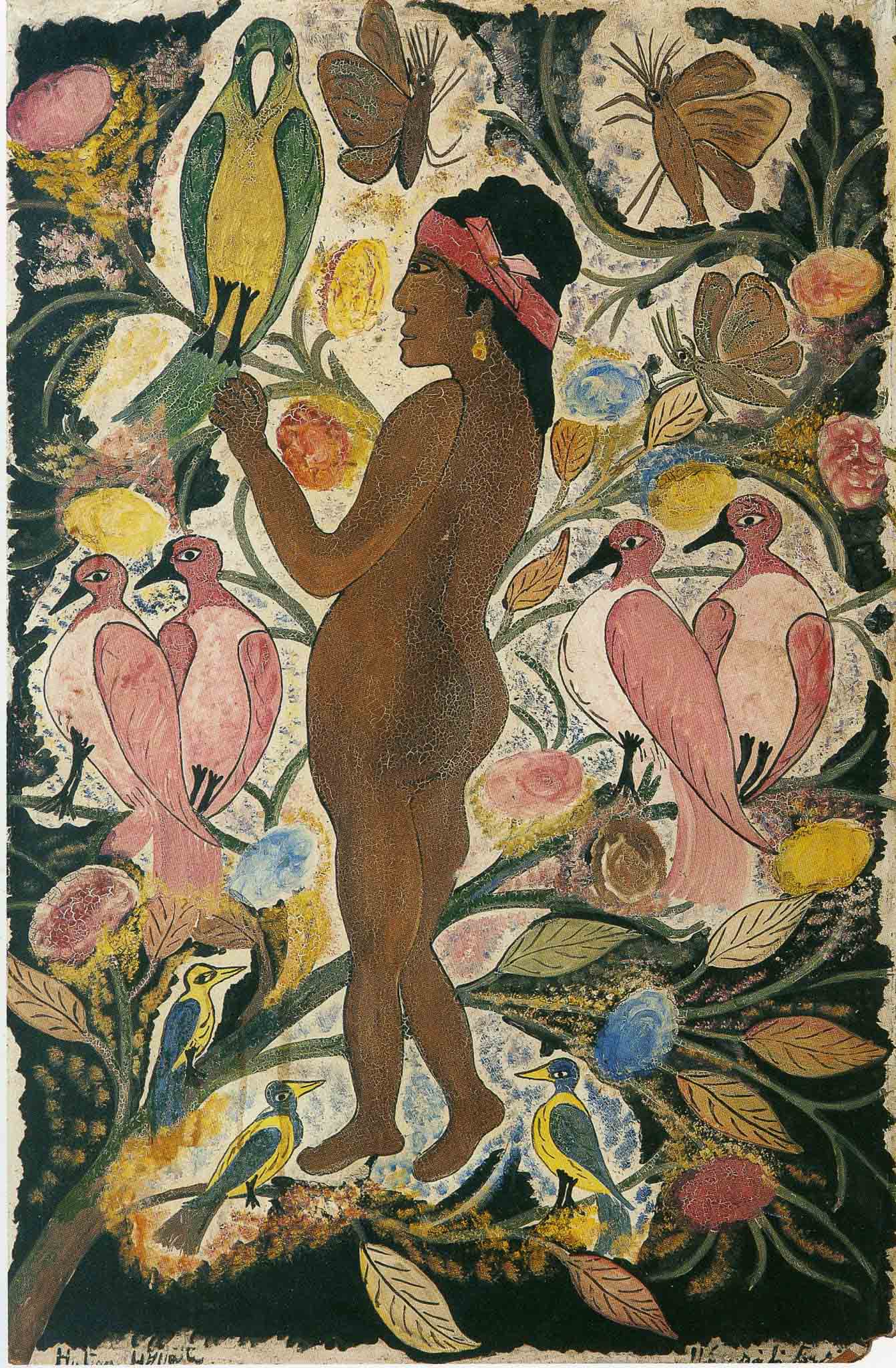 Woman with Flowers and Birds, 1948