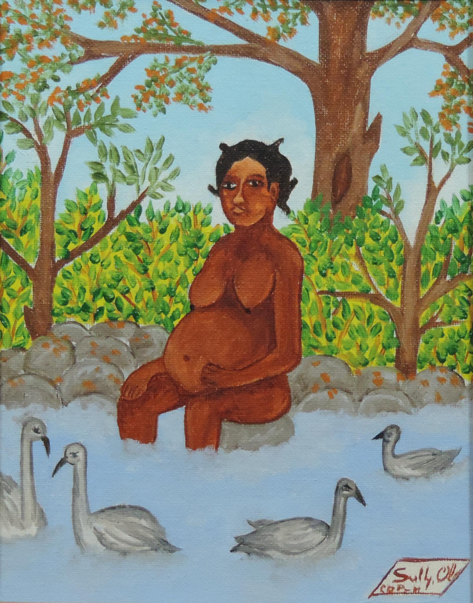 Pregnant Woman in River, 1990s
